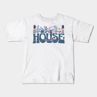 HOUSE MUSIC  - In Full Bloom  (blue/pink/tan) Kids T-Shirt